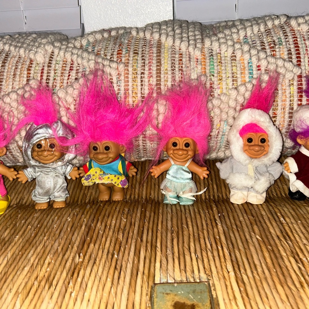 Russ Troll Dolls with Pink Hair and Colorful Outfits